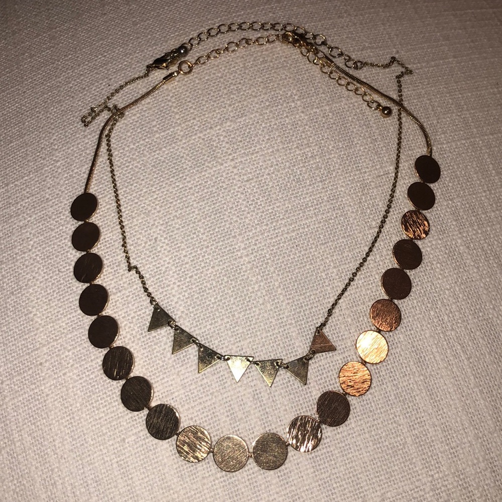 Francesca’s circle & triangle gold chokers
